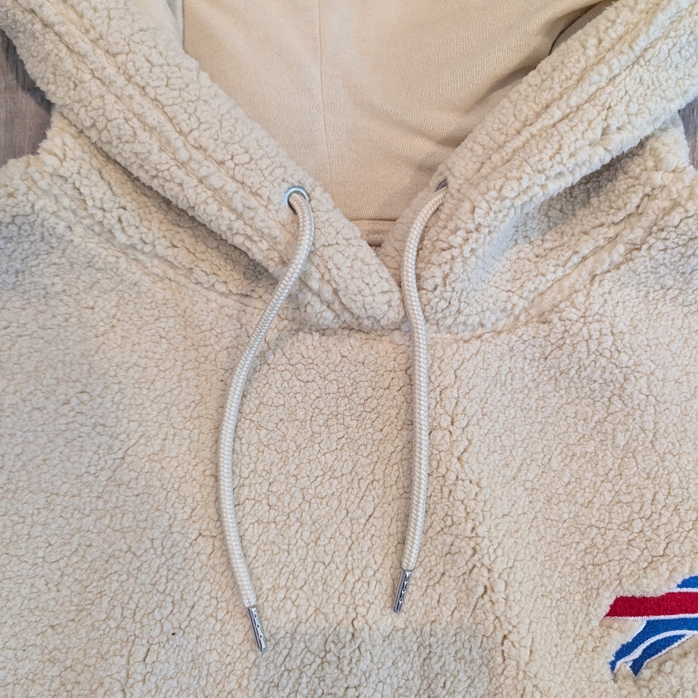 NFL Buffalo Bills Cream Hoodie with Blue and Red Logo - Picture 6 of 16